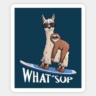 WHAT SUP Hipster Sloth & Llama Pun Magnet